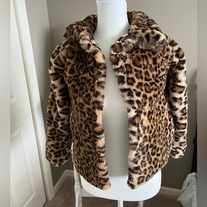 Girls CC California Faux Fur Leopard Jacket